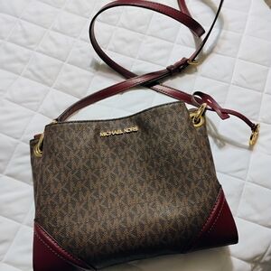 Michael Kors Crossbody Bag in Brown and Burgundy